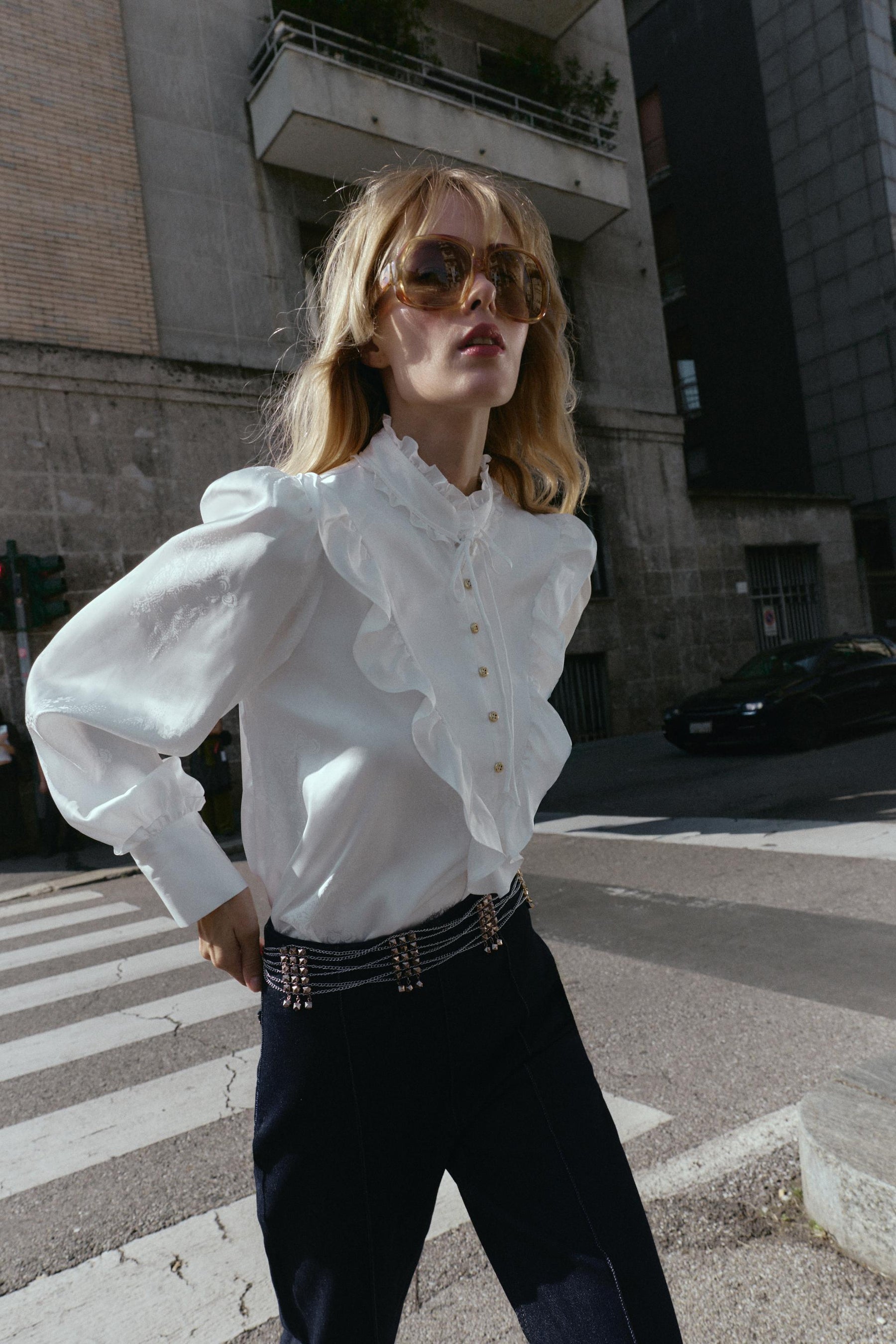 JACQUARD-Satinbluse