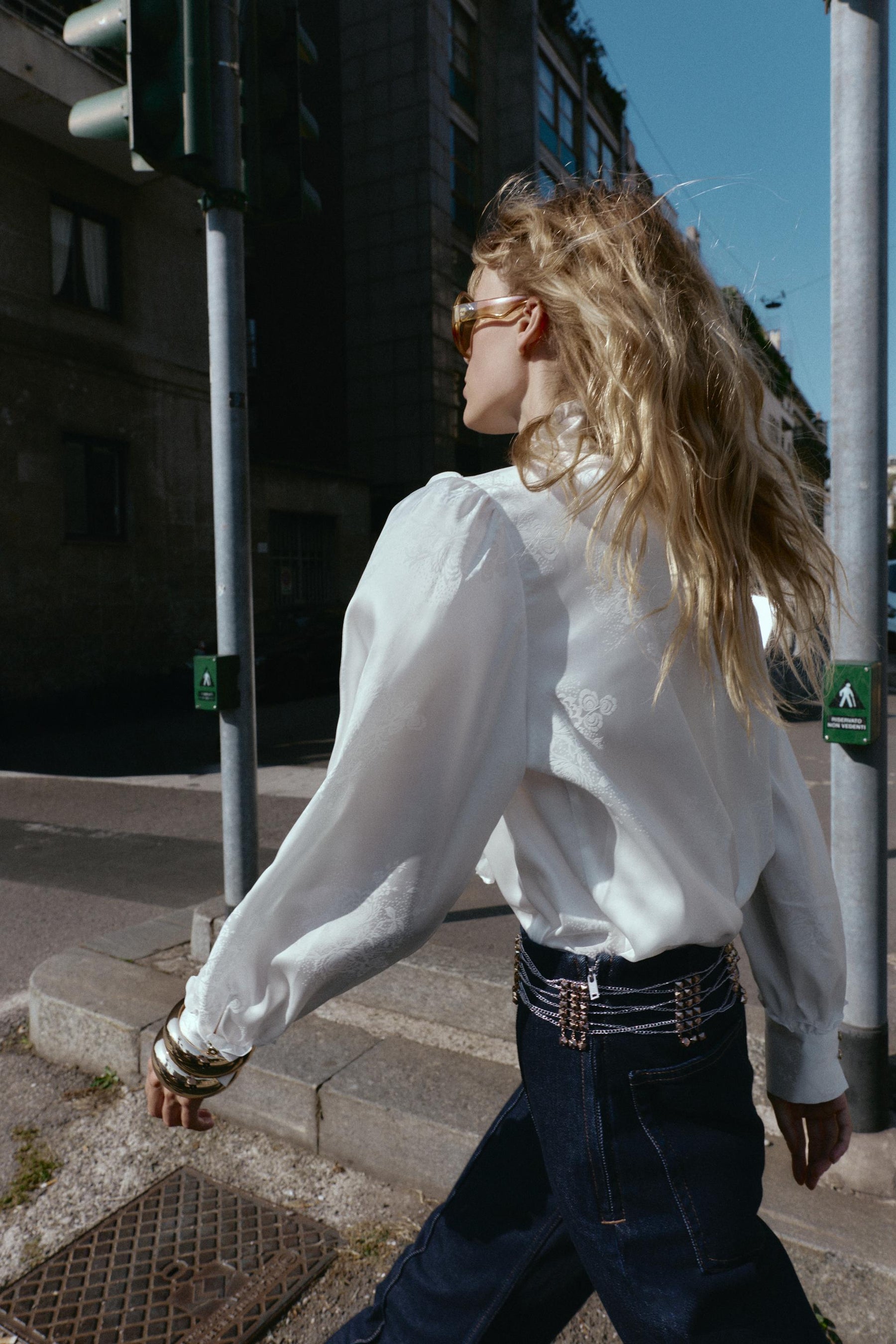 JACQUARD-Satinbluse