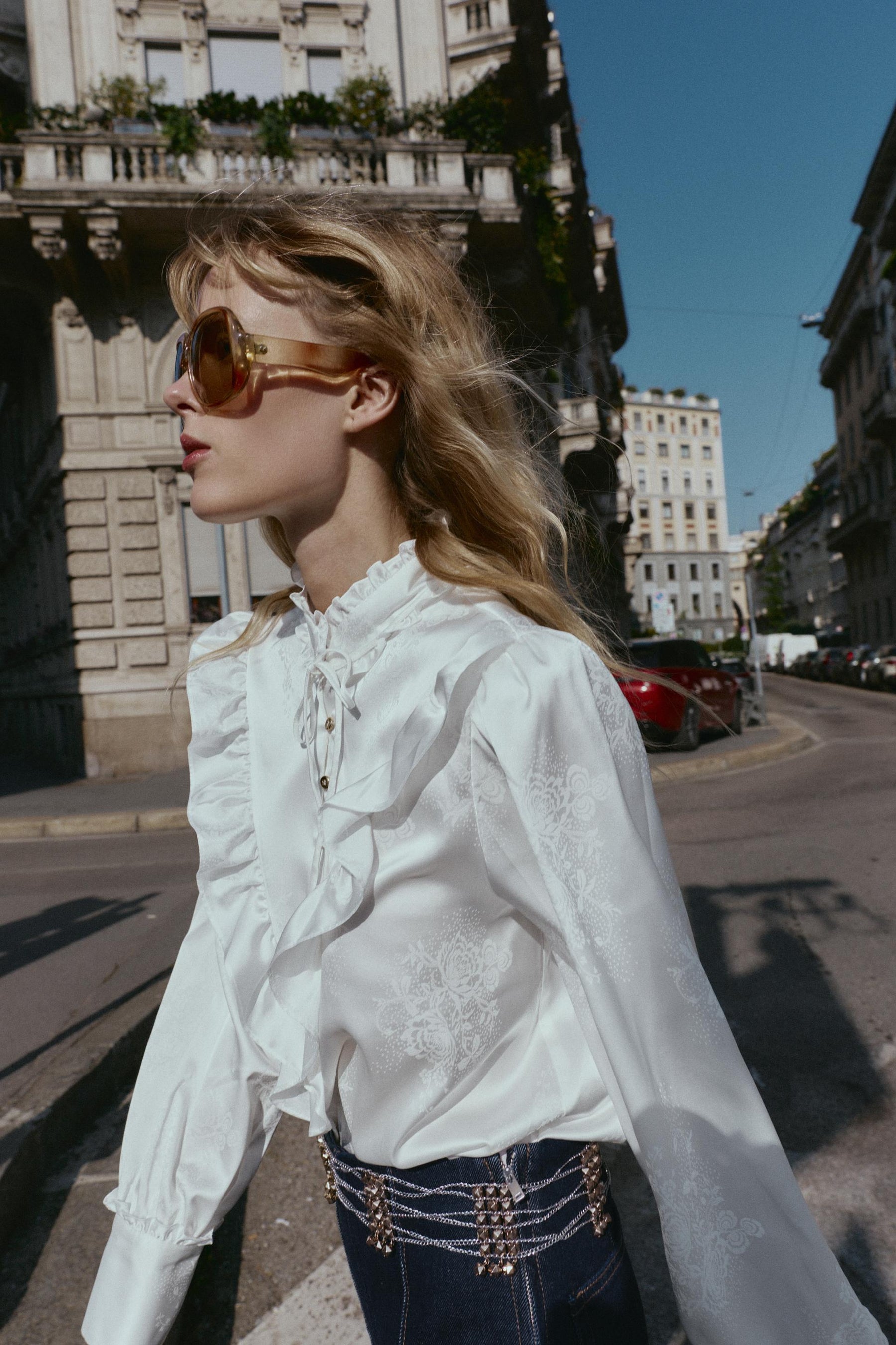 JACQUARD-Satinbluse