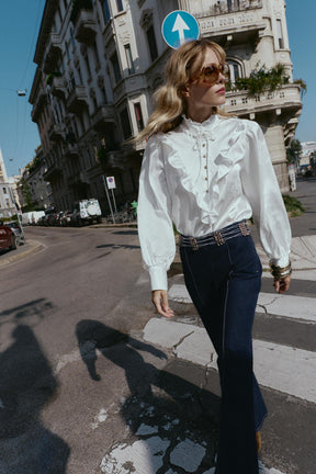 JACQUARD-Satinbluse