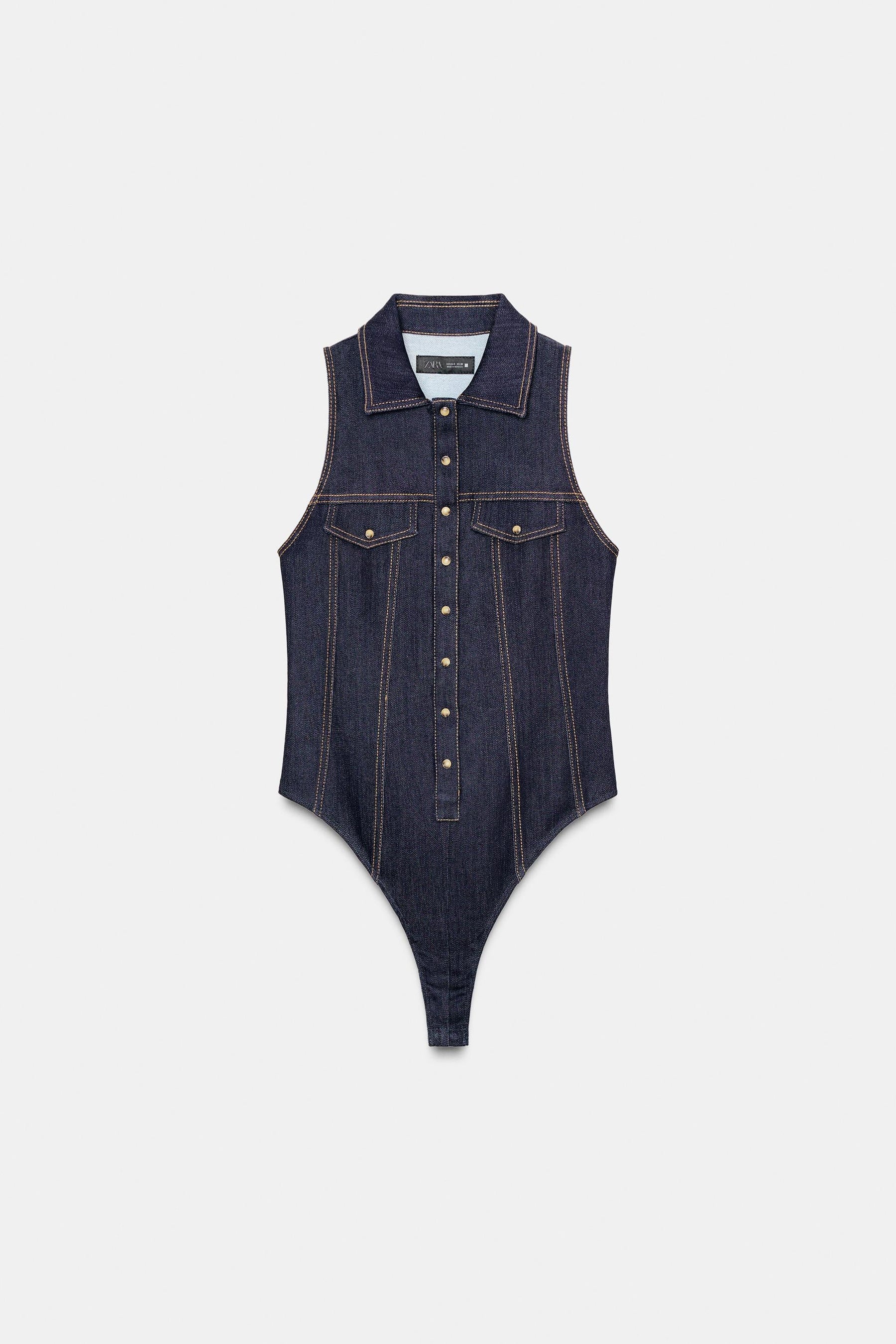 Fitted Denim Bodysuit