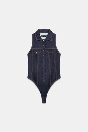 Fitted Denim Bodysuit