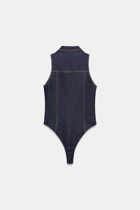 Fitted Denim Bodysuit
