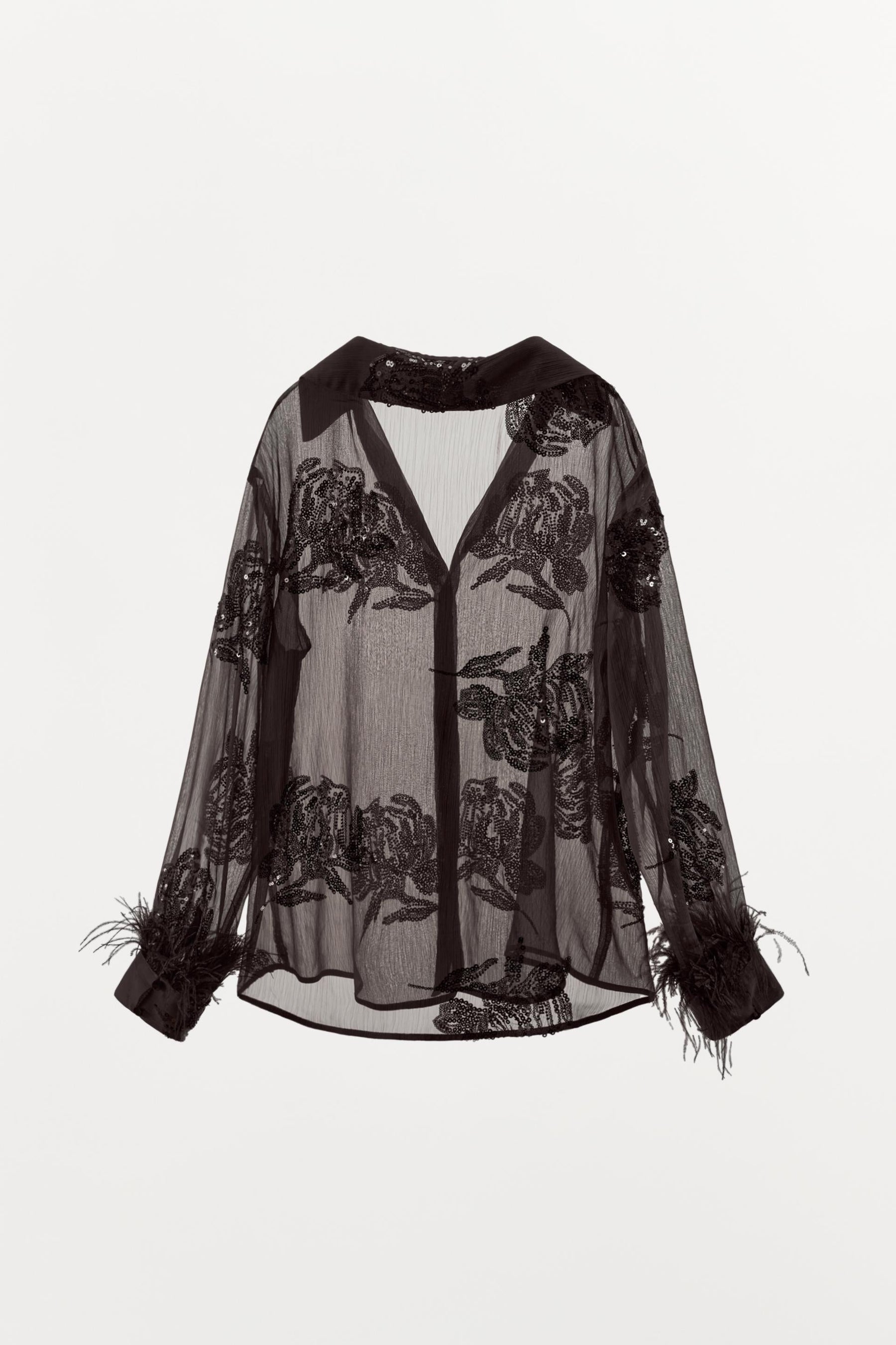 SEQUIN FEATHER BLOUSE