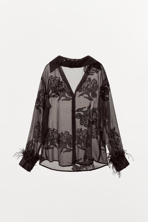 SEQUIN FEATHER BLOUSE