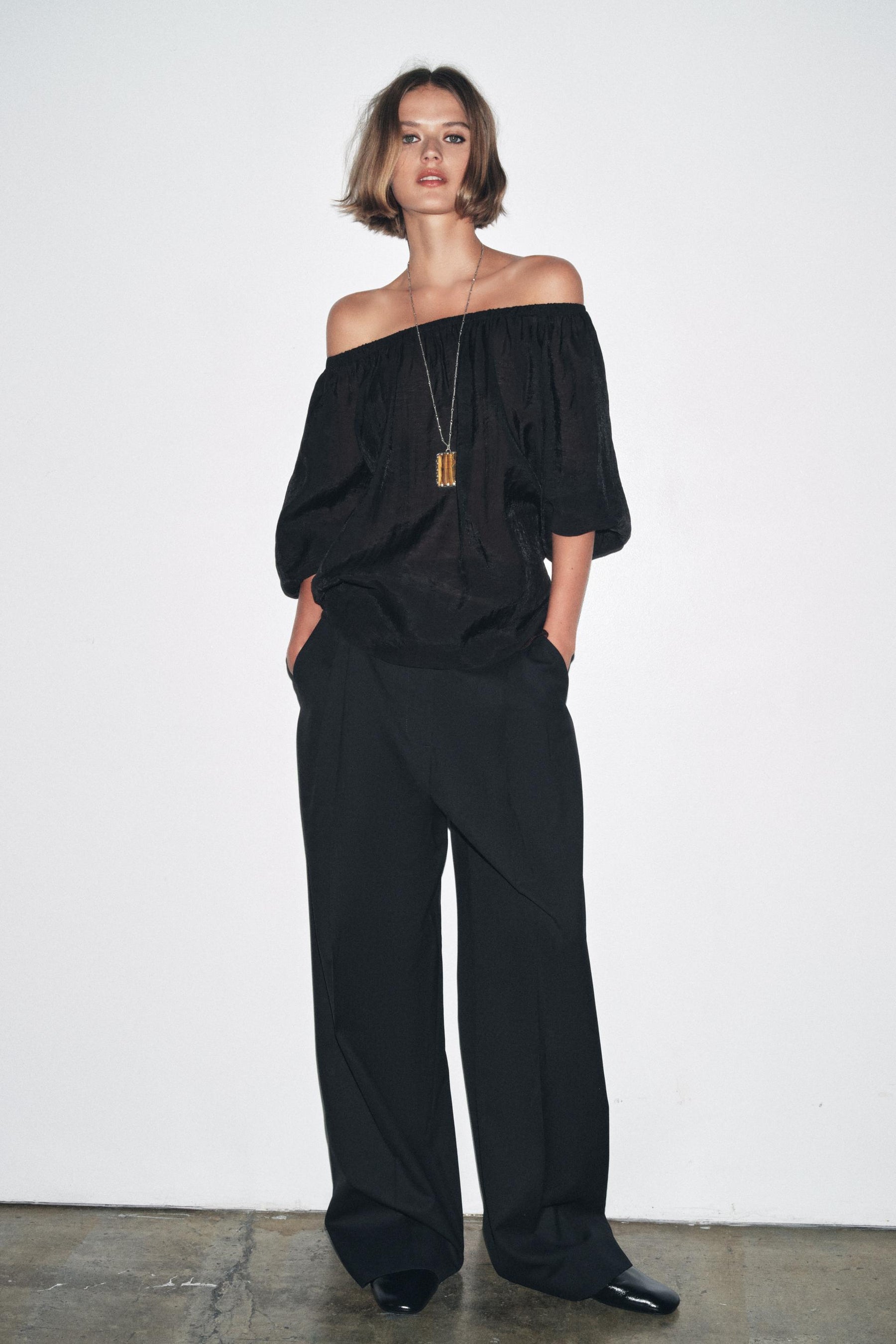 Off-the-shoulder knit top
