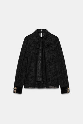 Velvet Bow Blouse