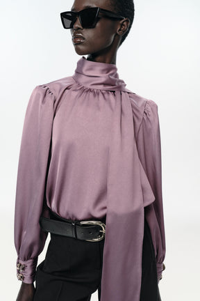 Satin Bow-Accent Shirt