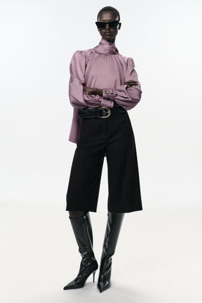 Satin Bow-Accent Shirt