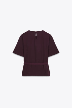 Belted Short Sleeve Top