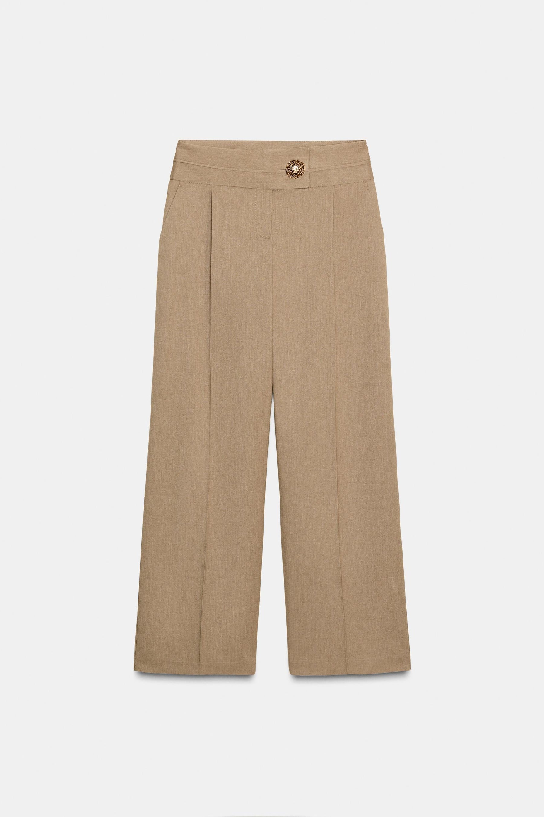 Wide-Leg Trousers with Buttons