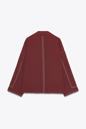 Shirt with Contrast Topstitching
