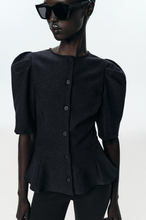 Peplum Puff Sleeve Top