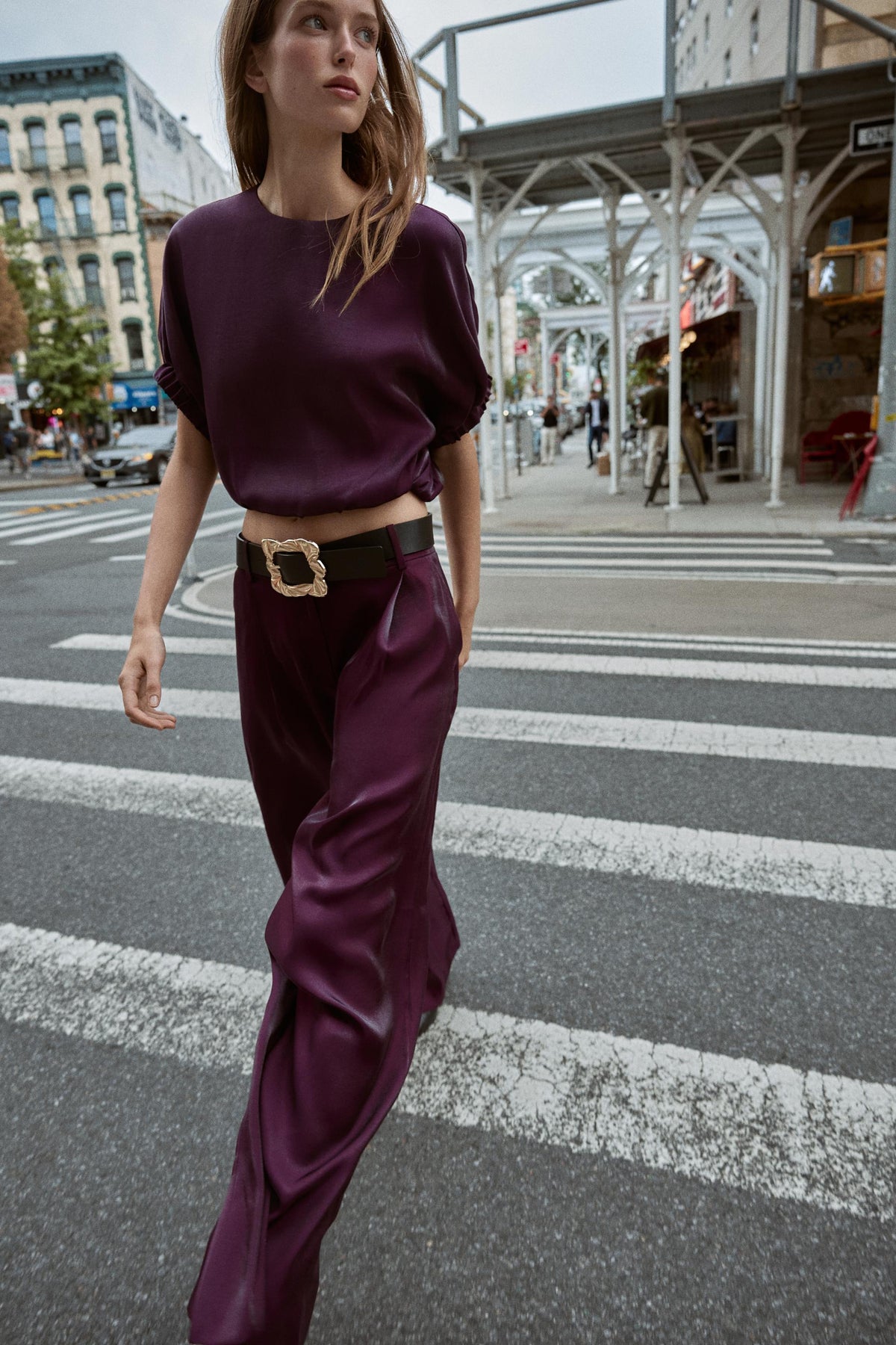 SATIN BALLOON BLOUSE