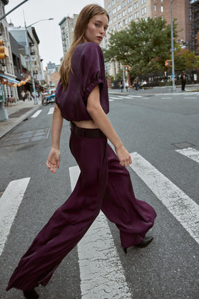 SATIN BALLOON BLOUSE