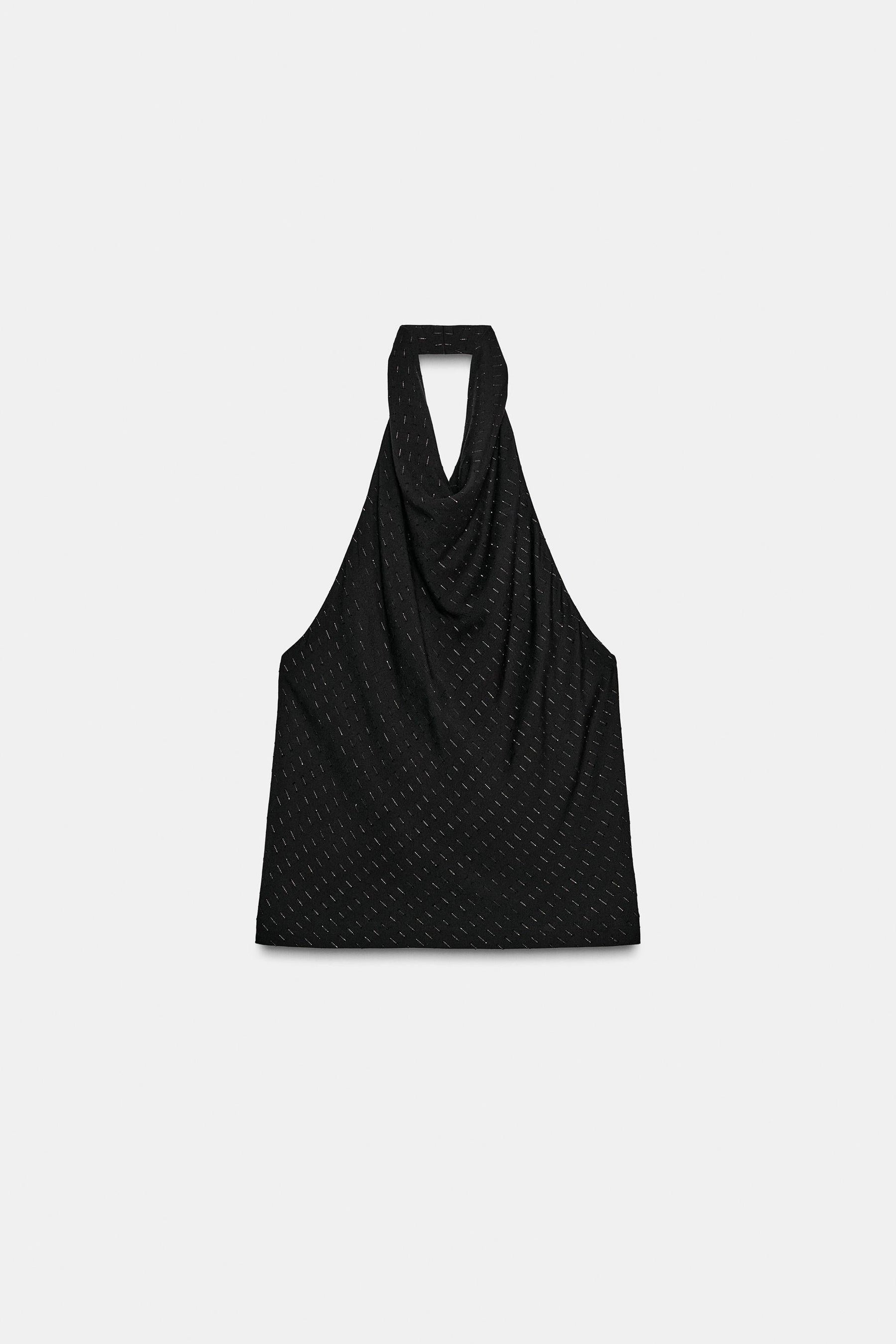 METALLIC HALTER TOP