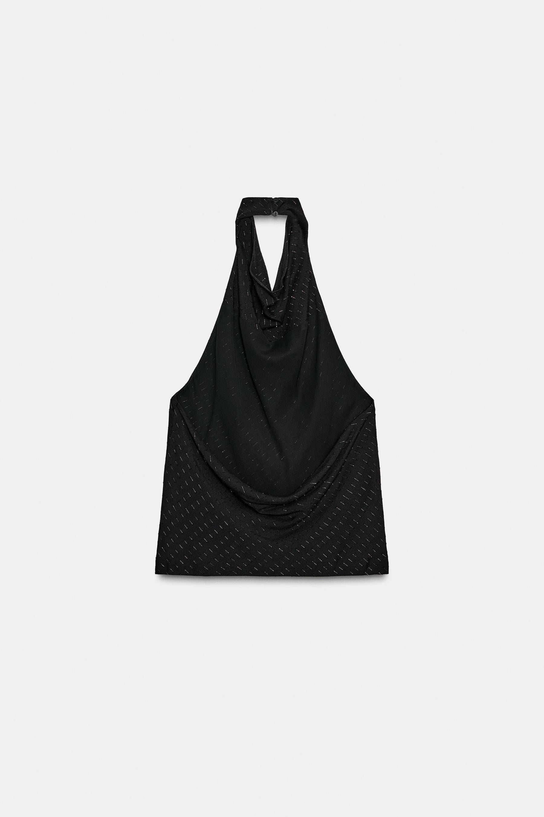 METALLIC HALTER TOP
