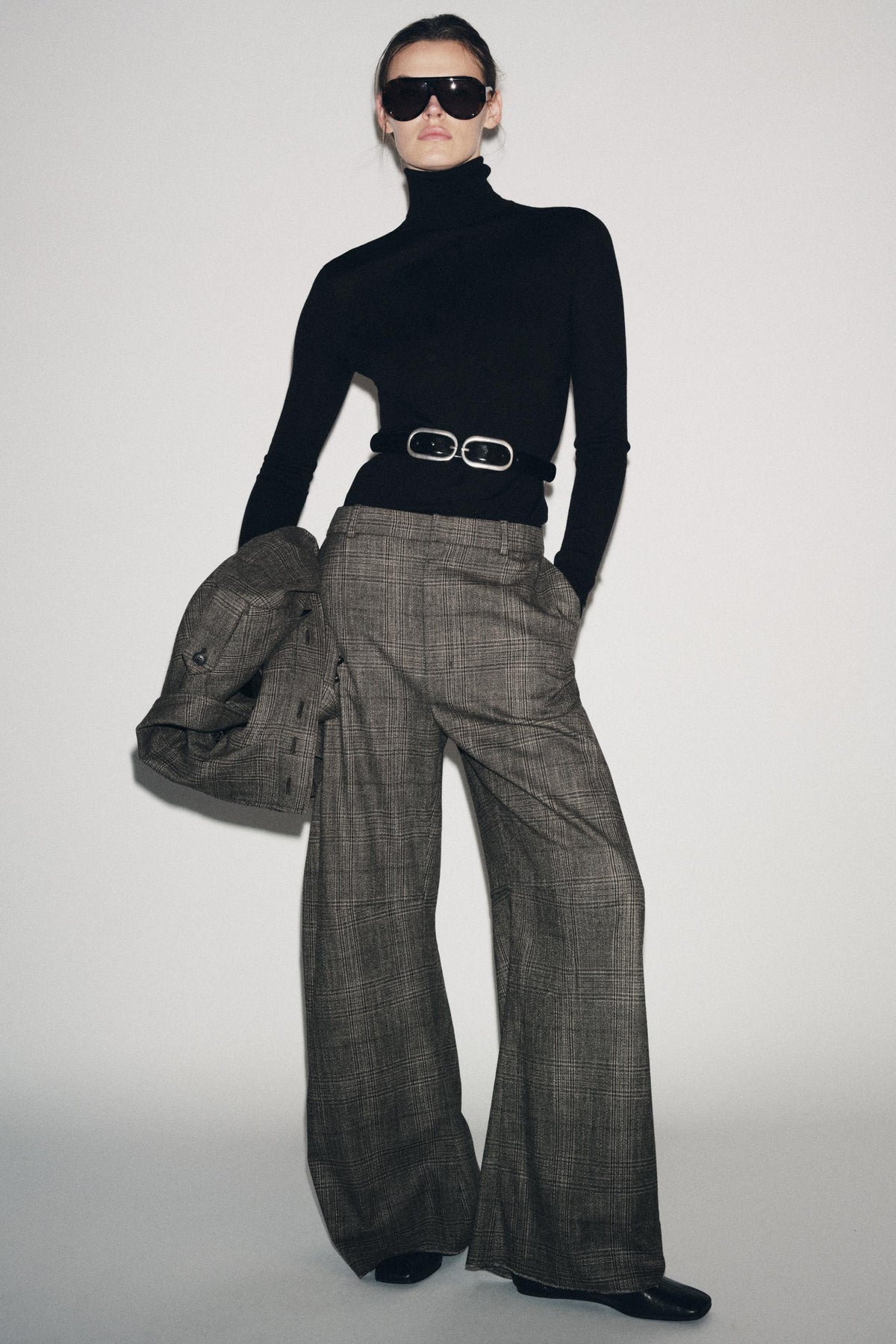 Checked Wool Balloon Trousers