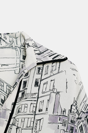 Printed Piped Blouse