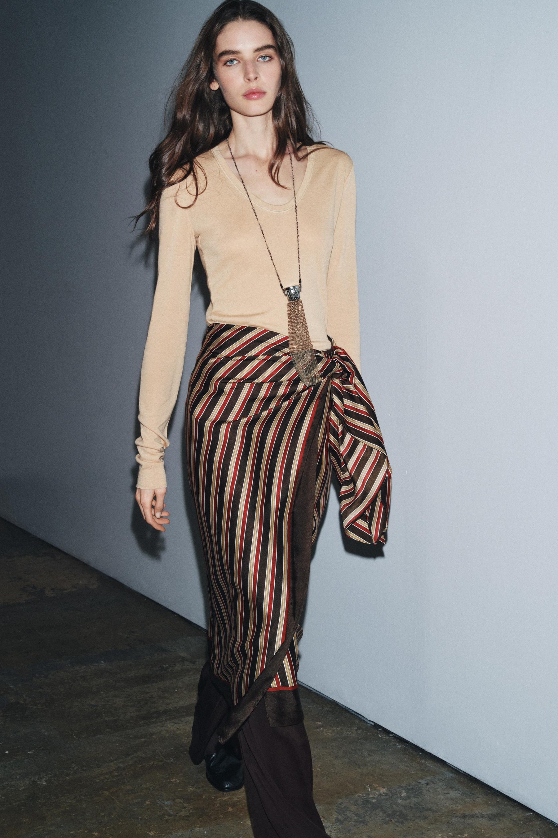 Striped Wrap Skirt
