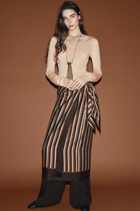 Striped Wrap Skirt
