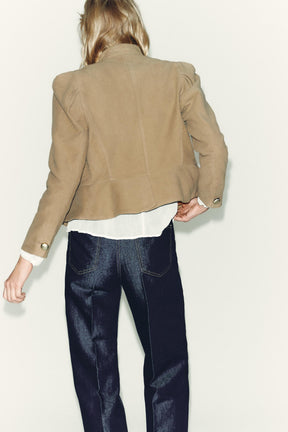 PUFF SLEEVE FAUX SUEDE JACKET - Image 6