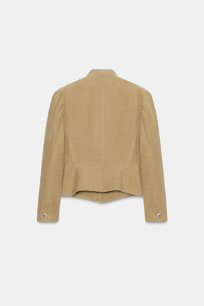 PUFF SLEEVE FAUX SUEDE JACKET - Image 8