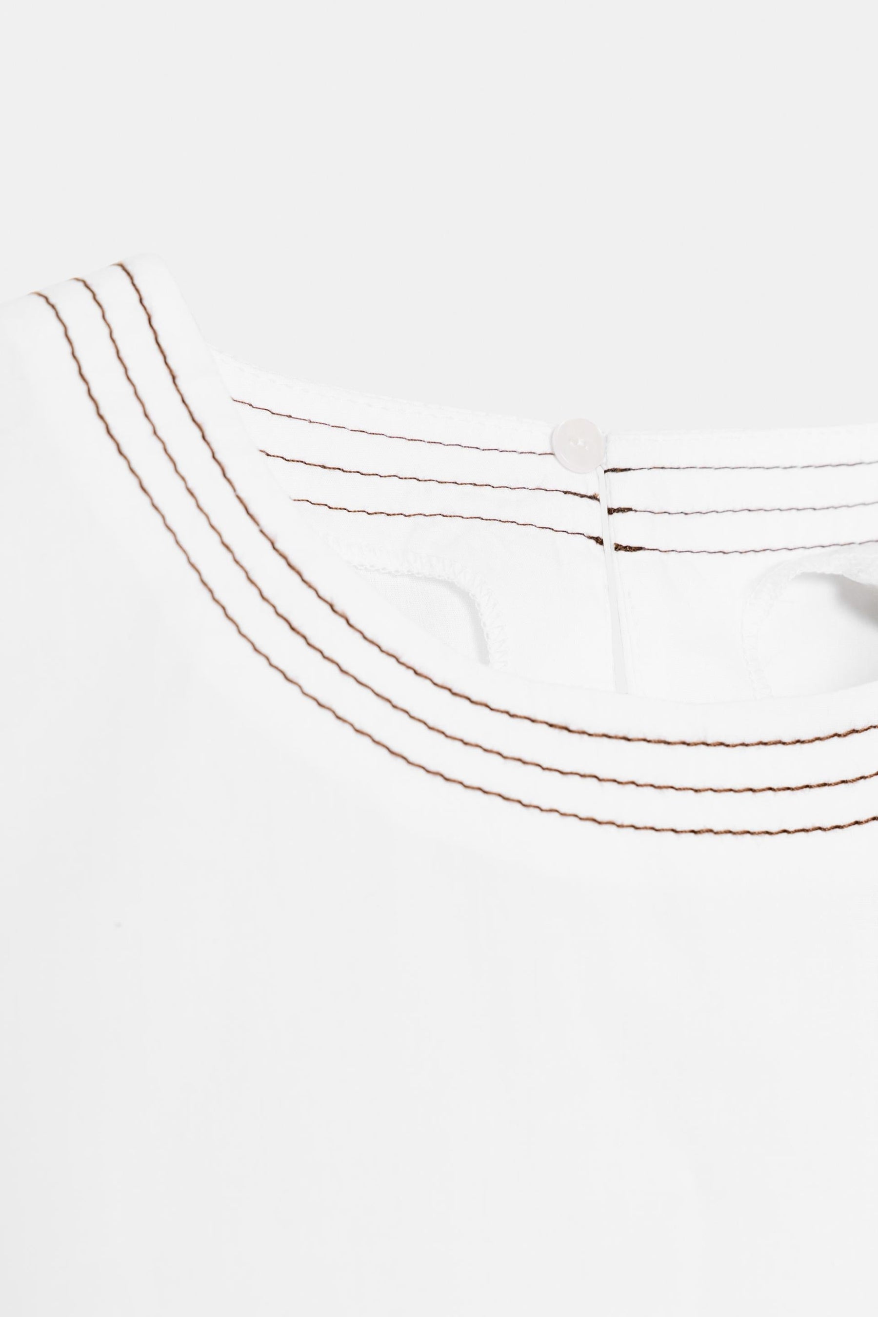 Topstitched Balloon Sleeve Shirt