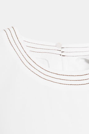 Topstitched Balloon Sleeve Shirt
