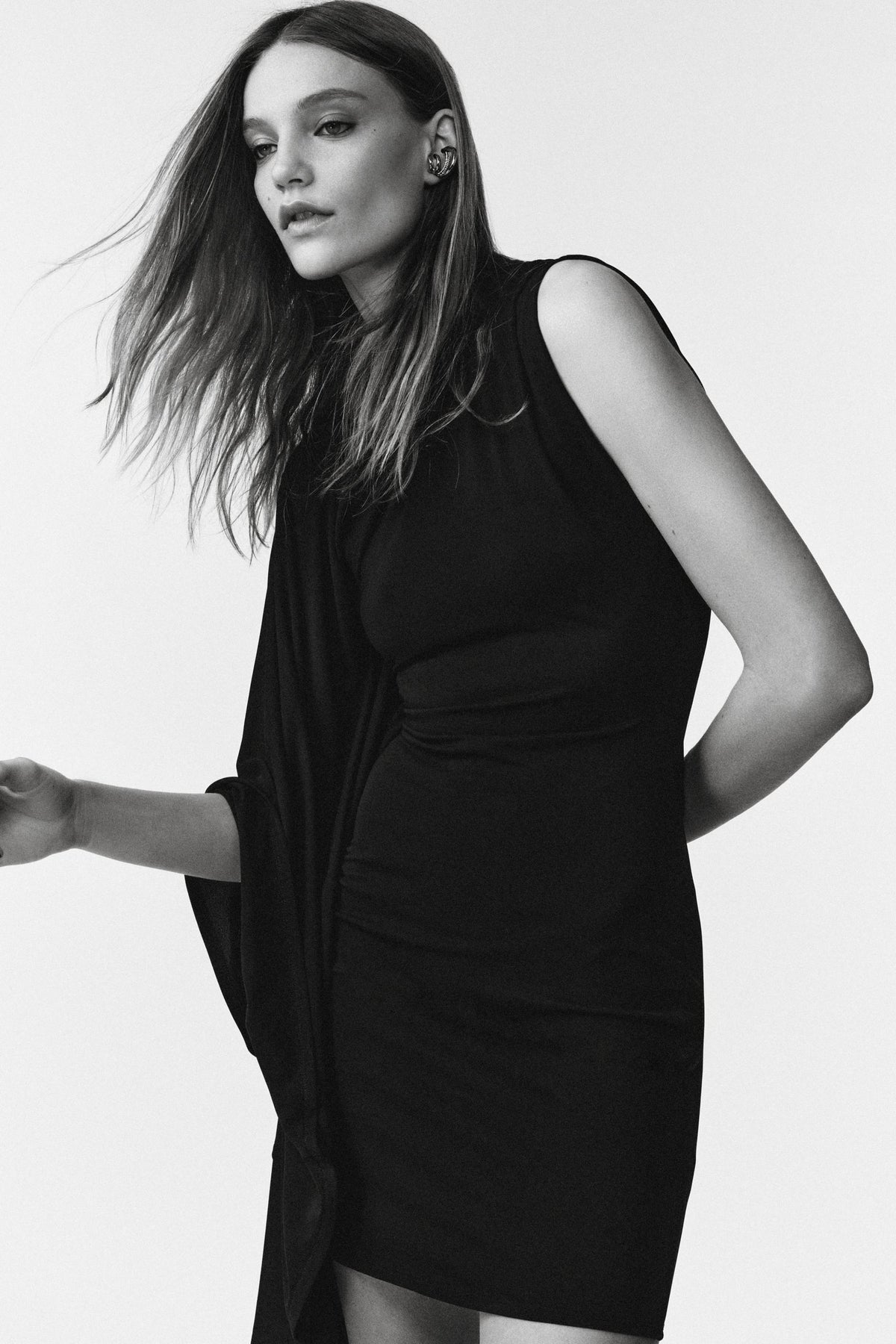 Asymmetric Sleeve Limited Dress