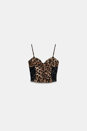 Spitzentop mit Tiermuster