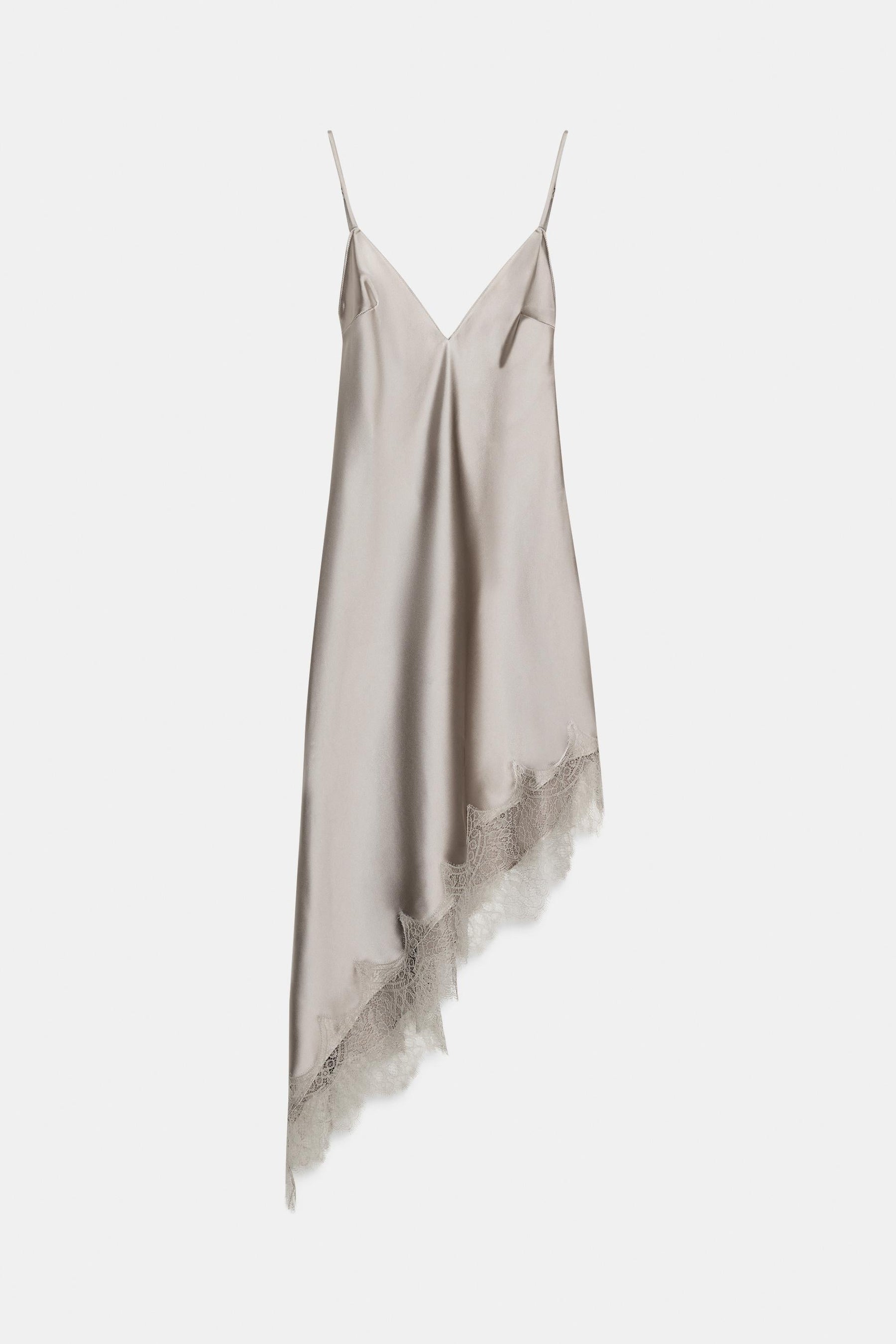 ASYMMETRIC SATIN LACE DRESS - Image 8