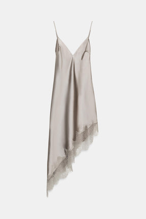 ASYMMETRIC SATIN LACE DRESS - Image 8