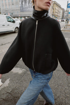 BALLOON BOMBER JACKET WITH CONTRAST WOOL COLLAR - Image 7