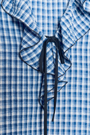 RUFFLED GINGHAM BLOUSE