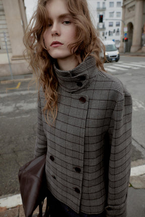 Karierte zweireihige Jacke
