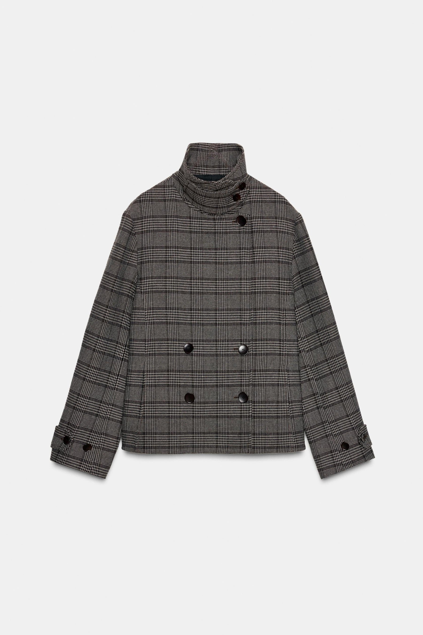 Karierte zweireihige Jacke