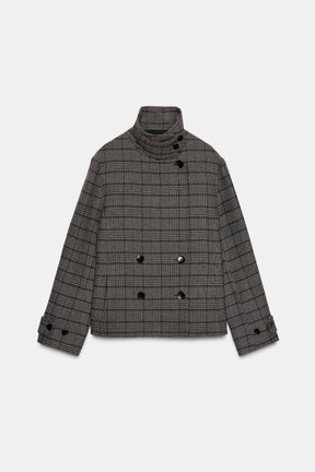 Karierte zweireihige Jacke