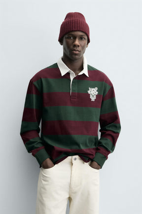 STRIPED PATCH POLO SHIRT - Image 2