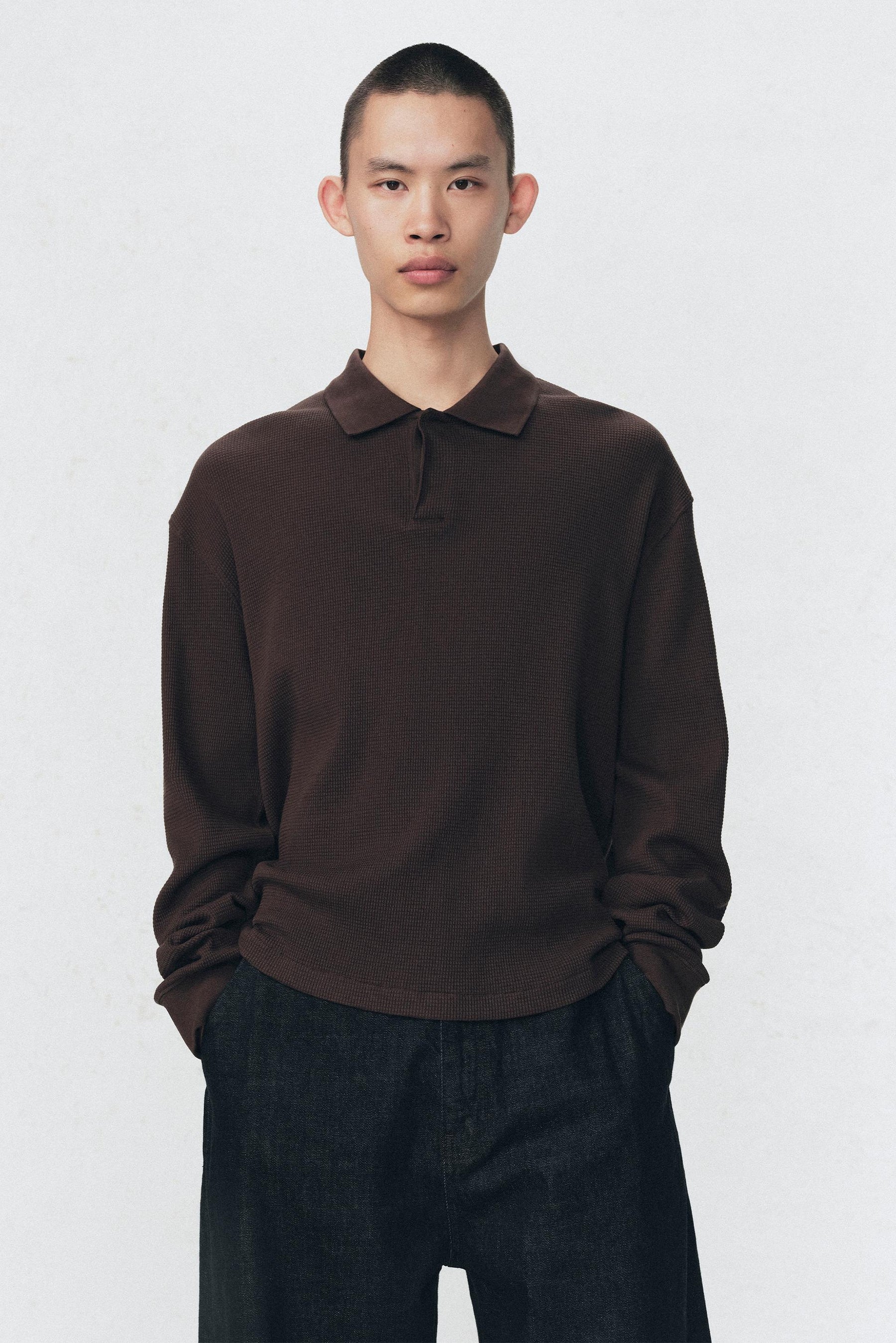 POLOSHIRT MIT WAFFELSTRUKTUR SOSHIOTSUKI