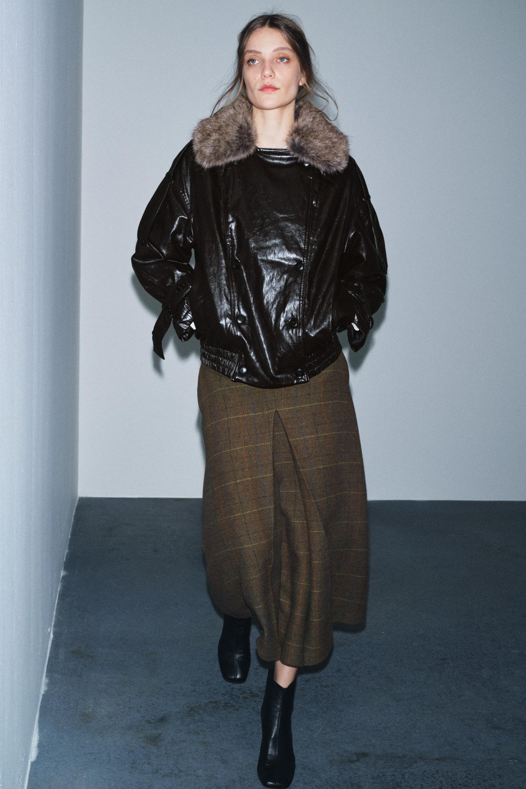 Wool Check Skirt