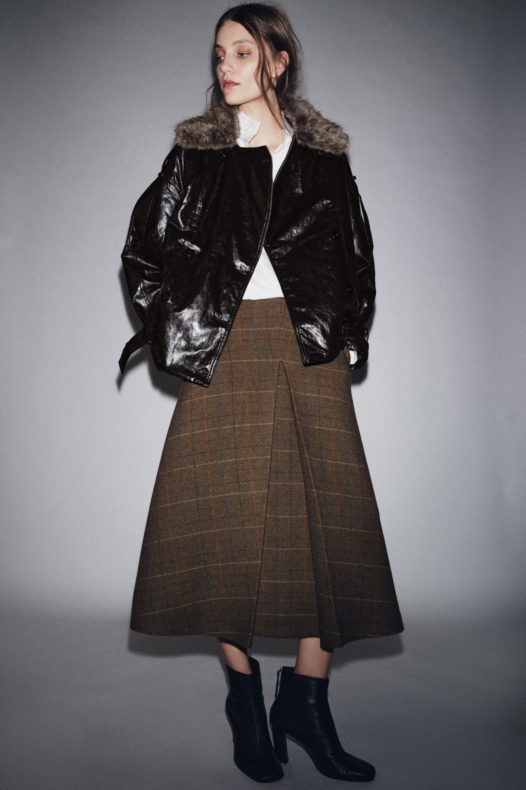 Wool Check Skirt
