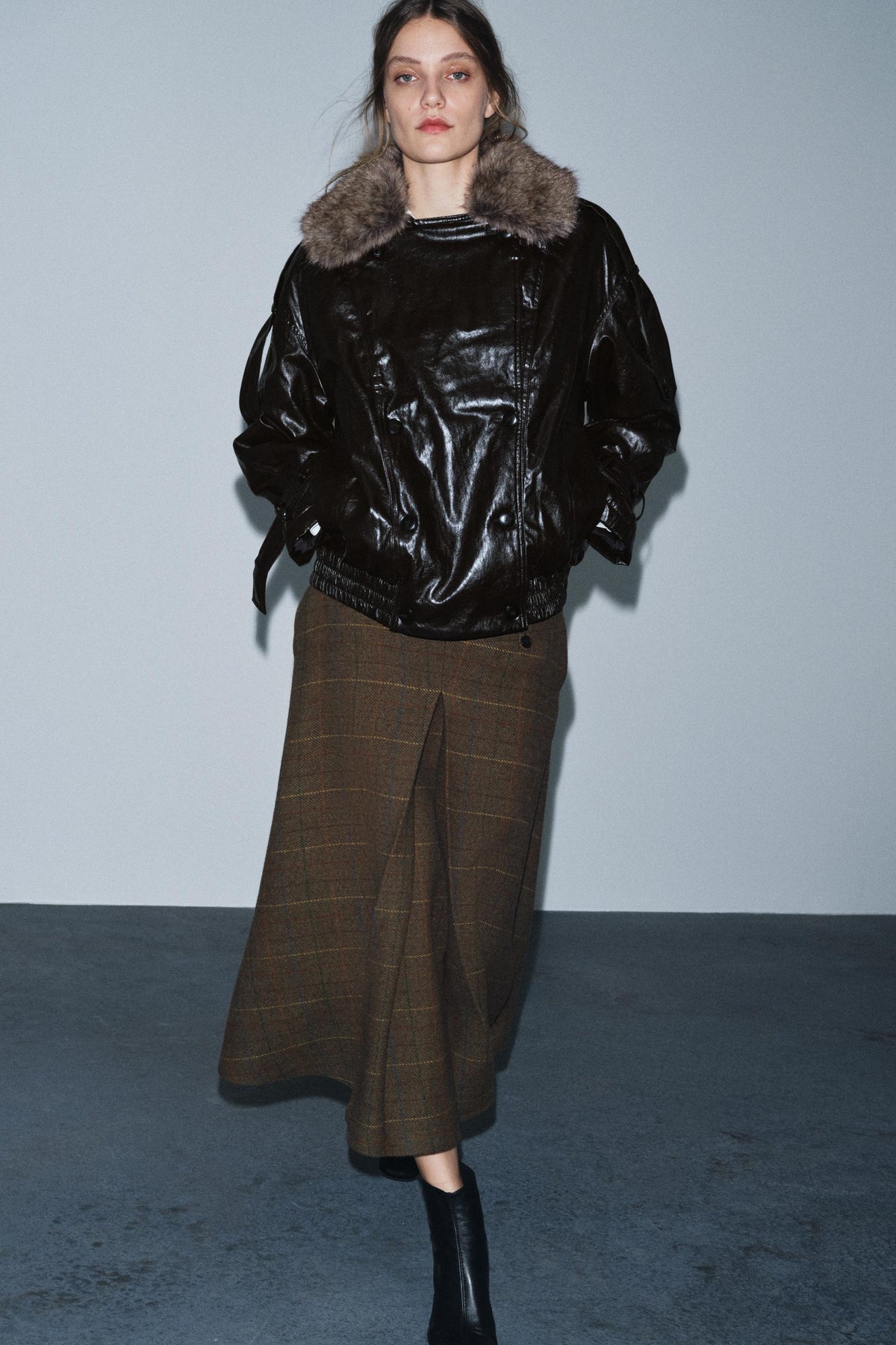 Wool Check Skirt