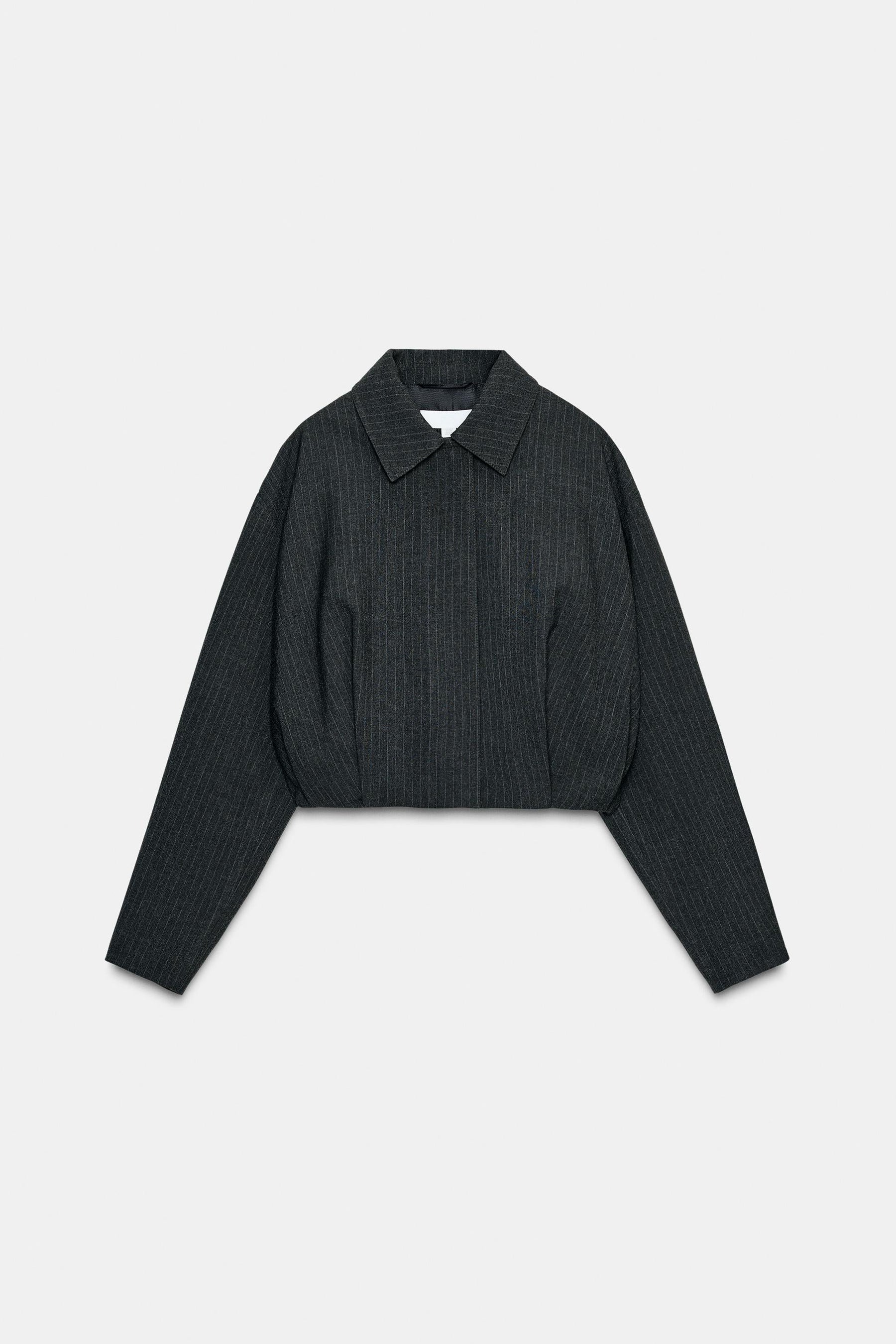 SHORT PINSTRIPE BALLOON BOMBER JACKET - Image 6