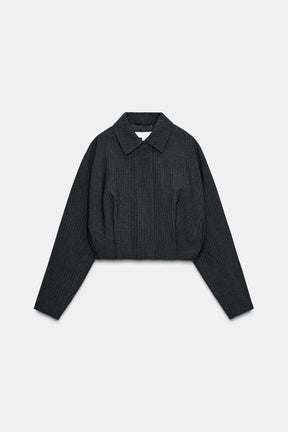 SHORT PINSTRIPE BALLOON BOMBER JACKET - Image 6
