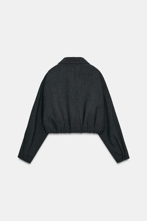 SHORT PINSTRIPE BALLOON BOMBER JACKET - Image 7