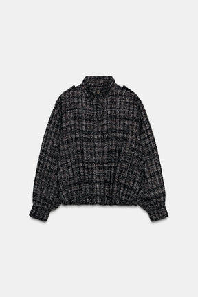 METALLIC TEXTURED BOMBER JACKET