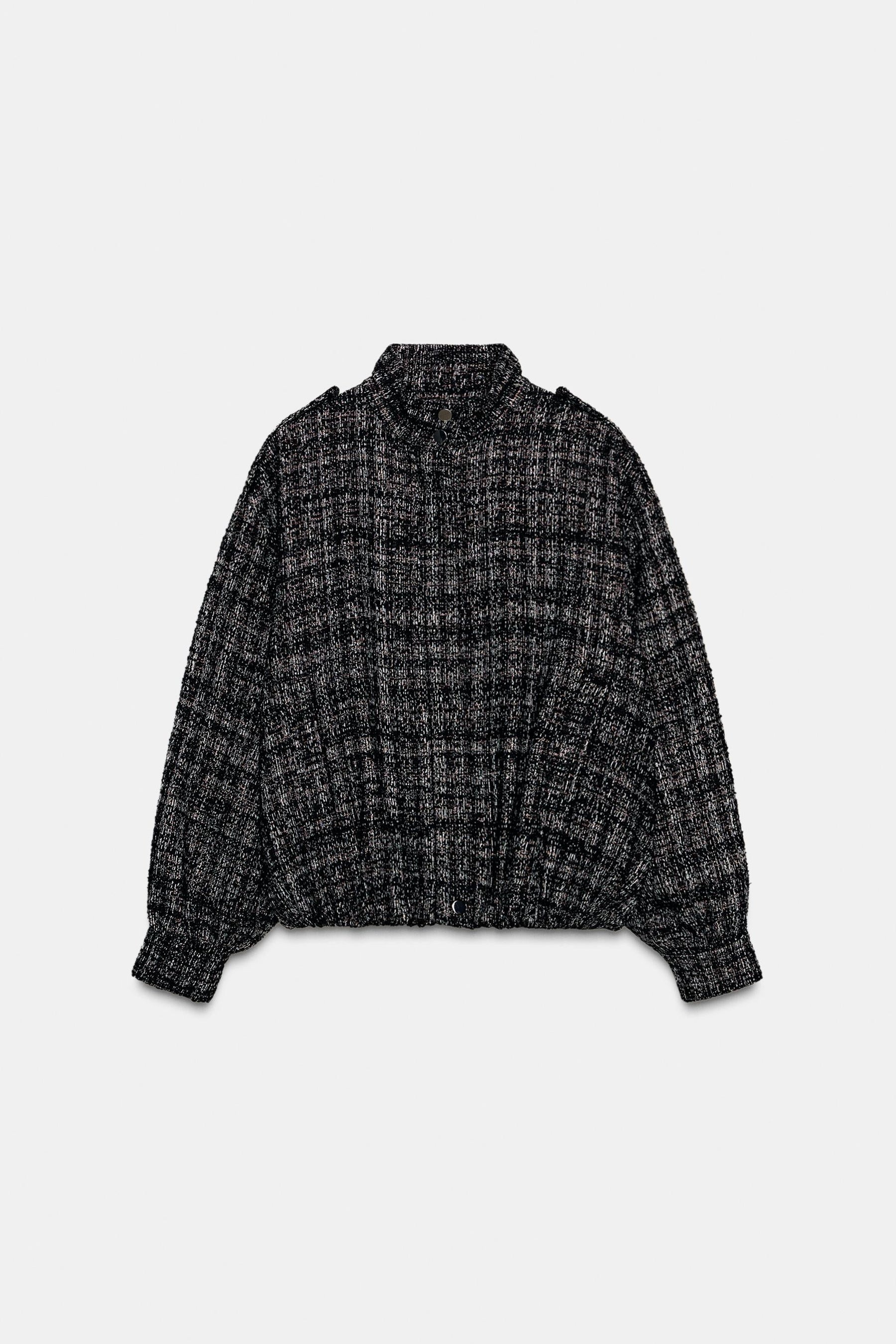 METALLIC THREAD TEXTURED BOMBER JACKET - Image 9