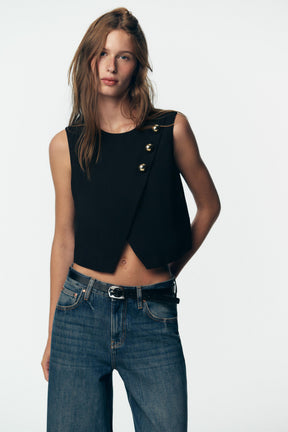 High-waist Belted Culottes Jeans