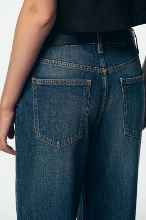 High-waist Belted Culottes Jeans